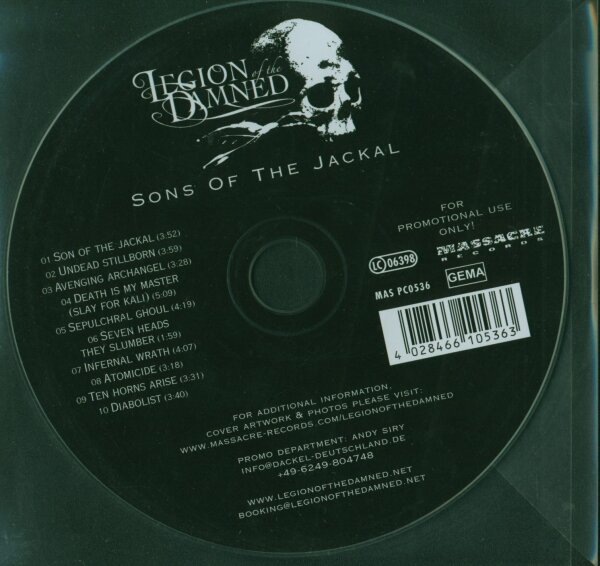 Legion Of The Damned - Sons Of The Jackal [CD] | Massacre Records - MAS PC0536 | NM/GEN